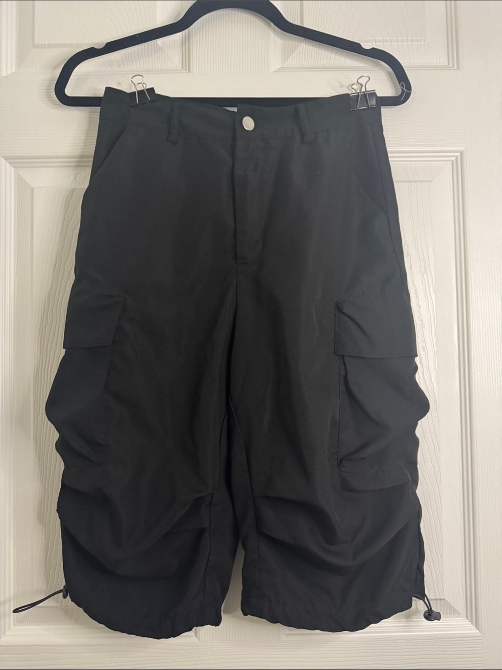 Women's Black Cargo Shorts with Utility Pockets